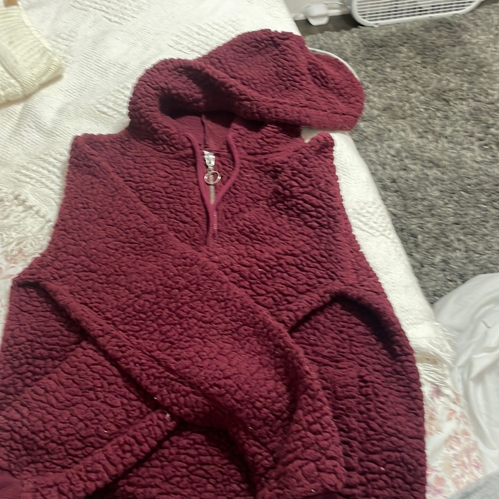 Burgundy Sherpa Hoodie